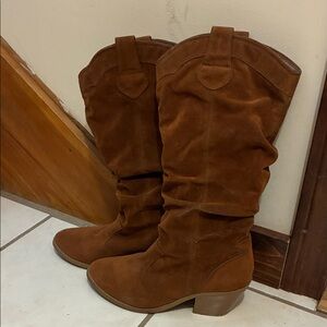Shoe Dazzle Brown Suede Heeled Boots